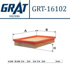 Grat-16102 /Hava Filtresi Hyundai Accent 00/06 1.3-1.5-1.6 Benzinli Mılenyum Admire 28113-22600-2811322600