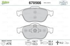 VALEO 670566 Ön Fren Balatası Renault Laguna II 01>05 Laguna 3 (III) 07>15 Megane II 02> 7701206598-7701208183-7701209808