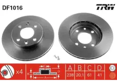 TRW DF1016 | Renault Symbol 2006-2004 Ön fren Disk Takımı Hava Soğutmalı KÜÇÜK TİP