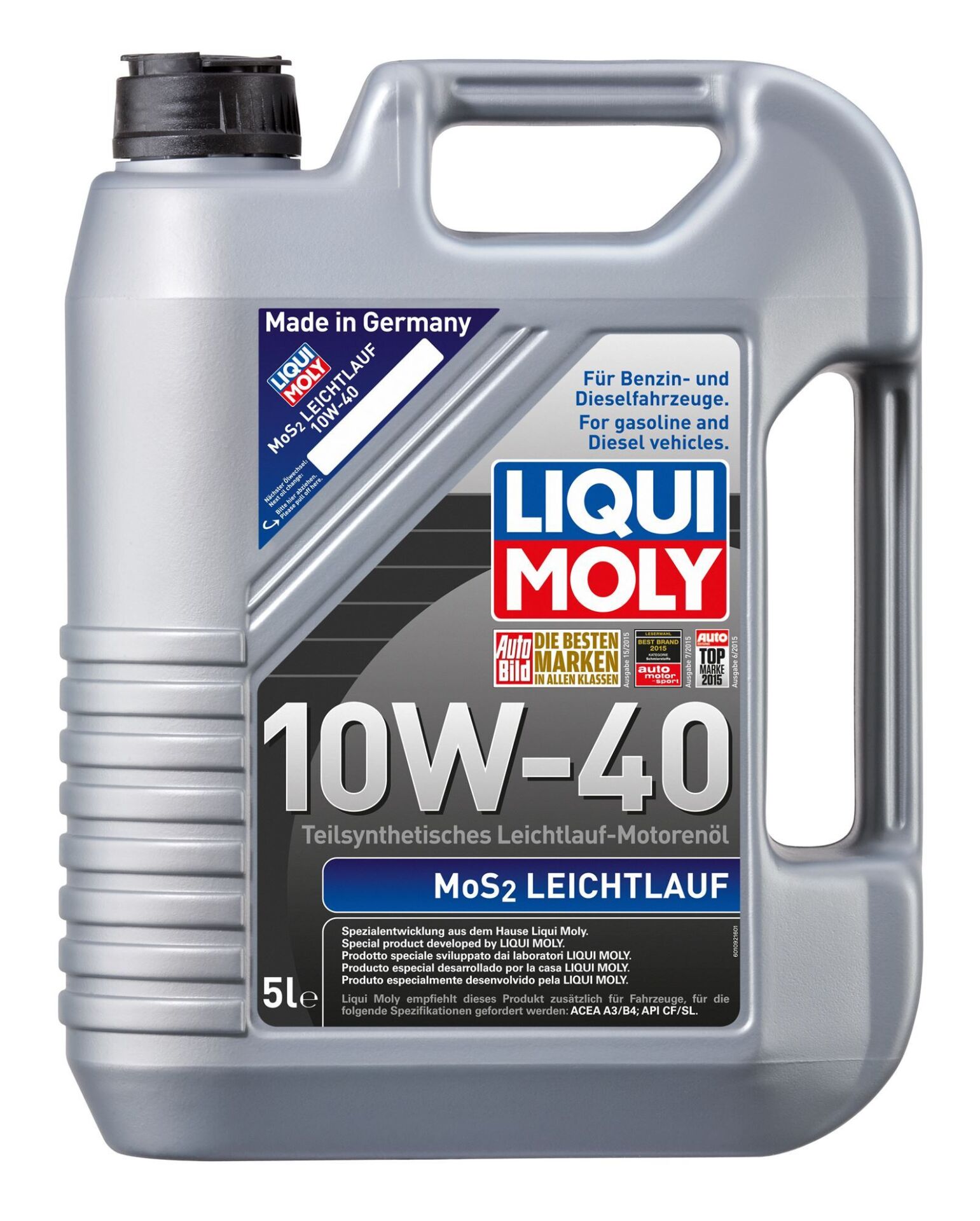LIQ-2184 - Motor Yağı Mos2 Leichtlauf 10W40 5 Litre Yağ Yakmayı Engeller Dpfsiz Acea A3 Acea B4 Ap Sl Api Cf 4B5L (