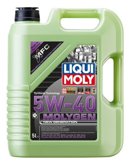 LIQ-8536 - Motor Yağı Molygen New Generation 5w40 5 Litre Api S N Acea A3 Acea B4 9.55535-H2 Mb229.5 Gm-Ll-B-0 25 Vw50200