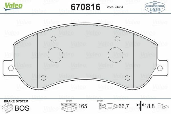 VALEO 670816  ON FREN BALATASI TRANSIT V348 06>14 A.CEKER 11 /> VW AMAROK 2.0TDI 10> (FİŞLİ) 6C112K021B9A-1371402-2H0698151