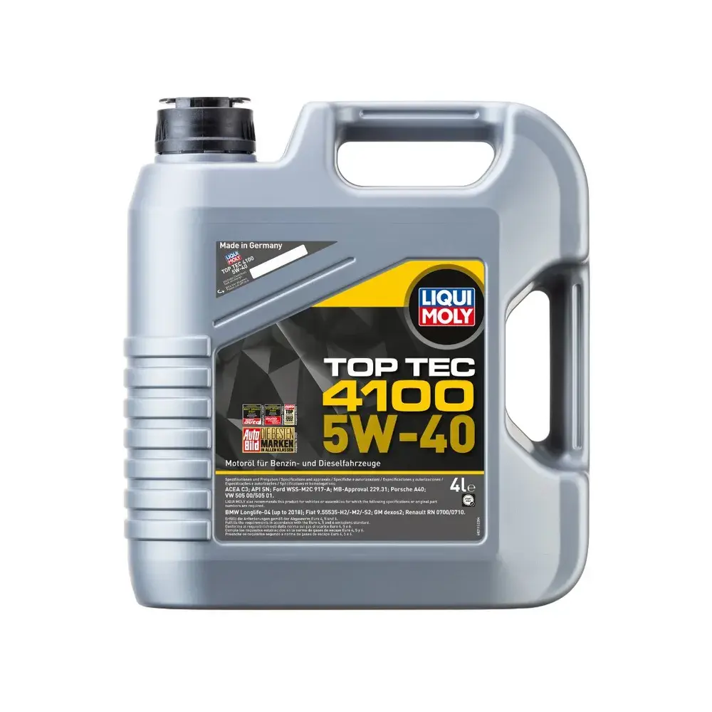 LIQ-2195 - Motor Yağı Top Tec 4100 Tam Sentetik 5W40 4 Litre Yağ Yakmayı Engeller Vw505 00 Acea C3 Api Sn 4B4L