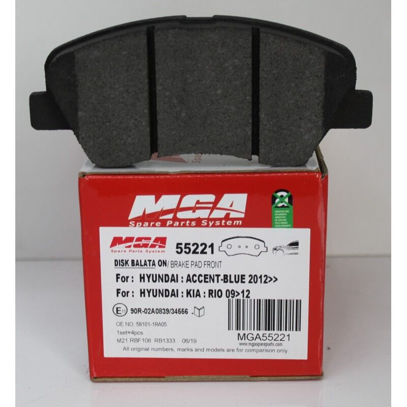 Mga-55221  Balata Fren Üstten Delikli- Hyundai Accent Blue 12/14/İ20 12//Kia Rio Cerato 581011Ra00-581011Ra05-581011Wa35