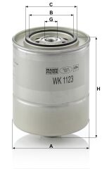 MANN-WK1123 - Yakıt Filtresi - Bmw 3 (E30) 324 D-63 Kw/86 Ps-M21 D24-(85-90) 13322243018