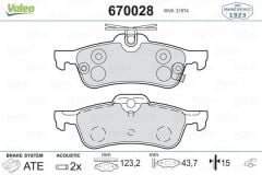 Valeo 670028 Arka Fren Balatası Honda Civic 12 > Toyota Yaris 10 > 044660D010-04466Yzze6-Wva24574