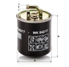 MANN-WK842/17 - Yakıt Filtresi (Mercedes Om611-Om612-Om647-Om668) Isıtmasız