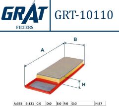 Hava Filtresi /Grat-10110 Fiorino 1.3 Mtj 16V 95Hp 2010=> Bipper-Nemo 1.3 Hdi 16V 75Hp 2010=> (Euro5) 51837082-51897086-1444.Xk