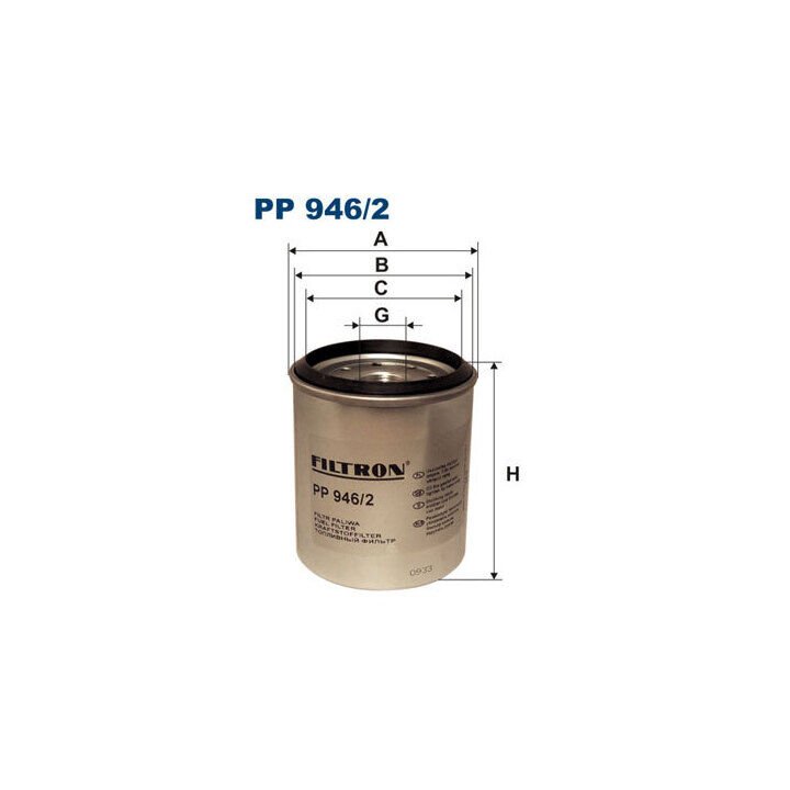 FLT-PP946/2 Yakıt Filtresi (Mazot)(Chrysler VoYağer II 2.5 Td Jeep Cherokee 2.5 Td 95-01)