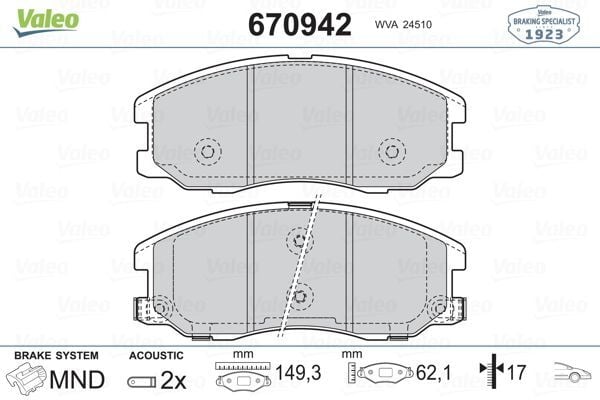 VALEO 670942 - Balata Fren Ön-(Chevrolet Captiva 07/12/Opel Antara 07/12) 20789468 22850989-4808861-96626070-20789468
